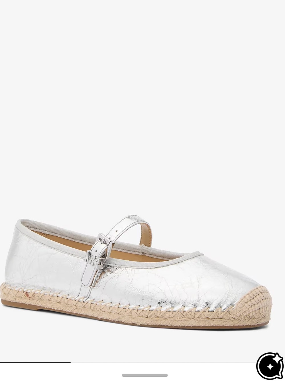 Micheal Kors Metallic Silver Mary Jane Espadrille Flat